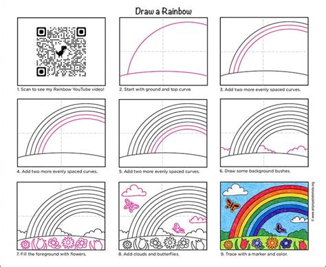 Easy How To Draw A Rainbow Tutorial Video And Rainbow Drawing Coloring