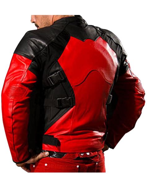 Red And Black Leather Deadpool Motorcycle Jacket Ujackets