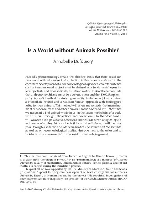 Pdf Is A World Without Animals Possible Annabelle Dufourcq
