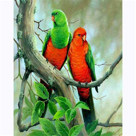Diy 5d Diamond Painting Animals Parrots Full Circularsquare Drill