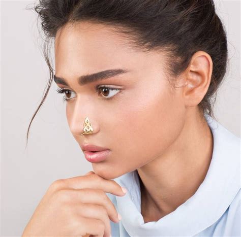 14k Gold Celtic Flame Nose Cuff Faux Nose Ring Fake Nose Etsy Nose