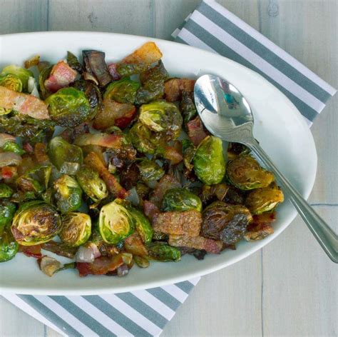 Chicken broth * salt and pepper. Roasted Brussels Sprouts with Bacon and Shallots - SAVOR With Jennifer