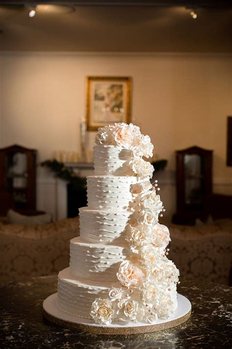 Five Tier White Wedding Cake