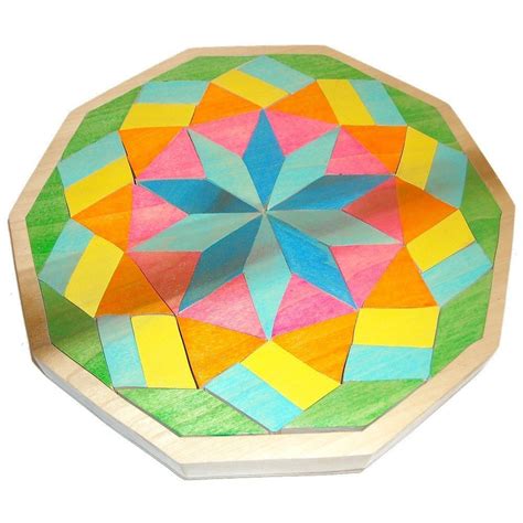 Wooden Mosaic Mandala Tray Puzzle Star And Stripes By Puzzledone