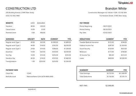 Excel Pay Stub Template