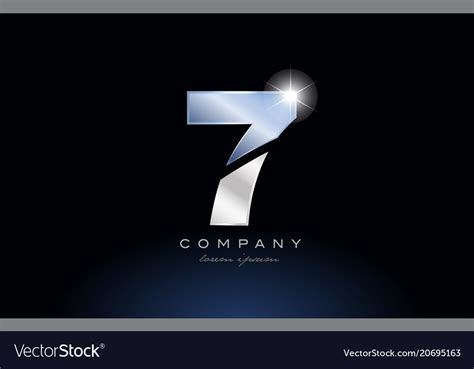 Metal Blue Number 7 Logo Company Icon Design Vector Image
