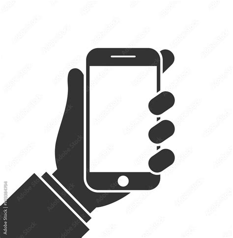 Hand Holding Mobile Phone Icon Vector Illustration Stock Vector