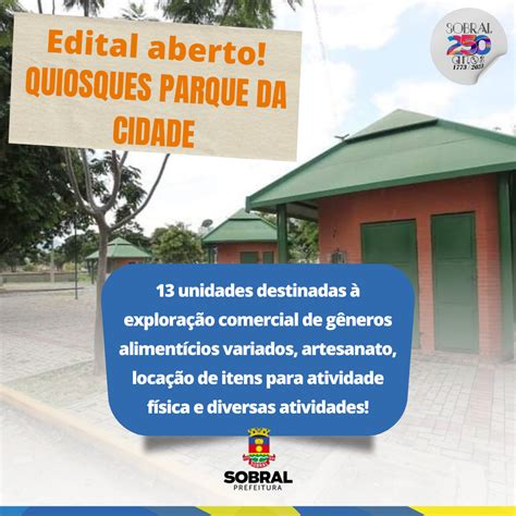 Prefeitura de Sobral Aberto edital para concessão administrativa para uso de quiosques no