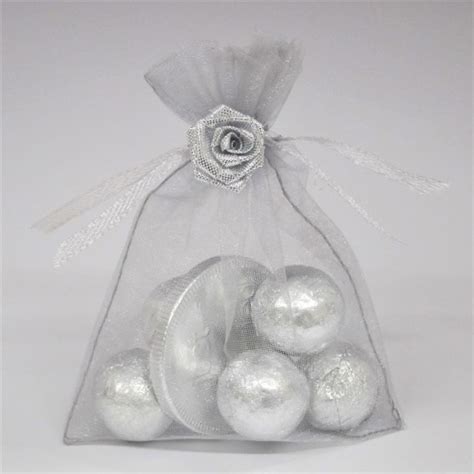 Just Married Silver Coin Chocolate Favour Bag Uk Wedding Favours