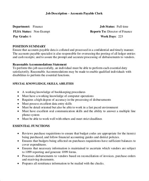 Free 9 Sample Accounts Payable Job Description Templates In Ms Word Pdf