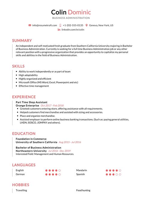 Cv Resume Sample For Fresh Graduate Of Office Administration | Images