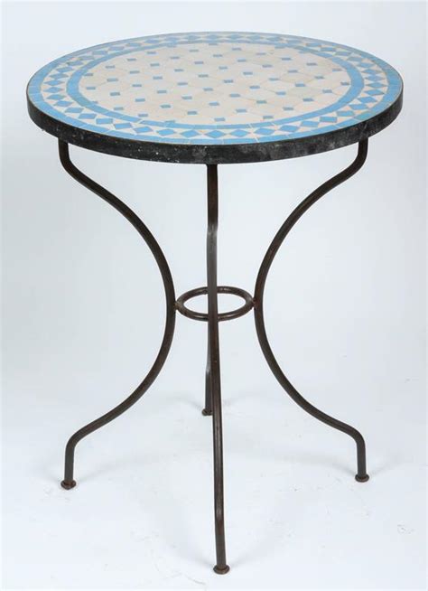 Moroccan Mosaic Blue Tile Bistro Table On Iron Base At 1stdibs