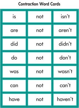 Word Sorting Cards And Mats Contractions By Creative Teaching Press