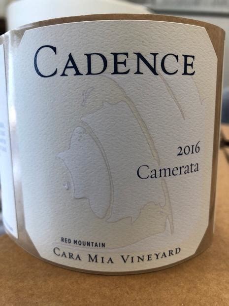 2016 Cadence Camerata Cara Mia Vineyard Usa Washington Columbia