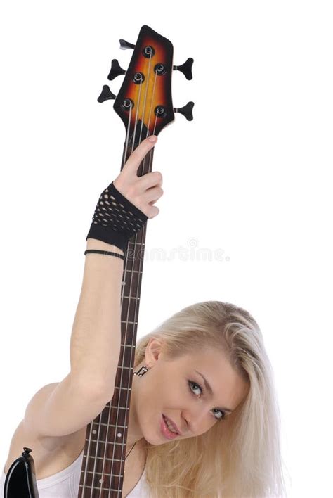 portrait of blonde girl with electric guitar stock image image of portrait blonde 11707269