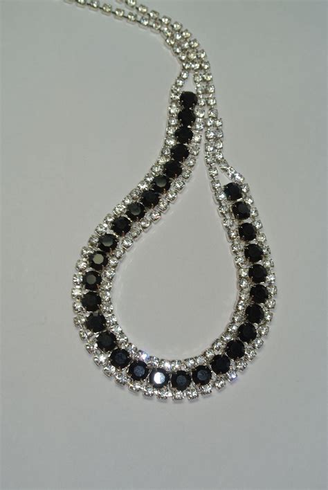 Vintage Black And White Rhinestone Choker Necklace From Eyecandy On