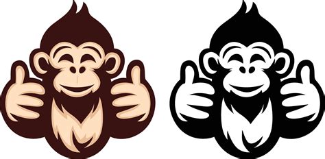 Monkey Giving Thumbs Up Logo Symbol Template Vector Illustration Ape