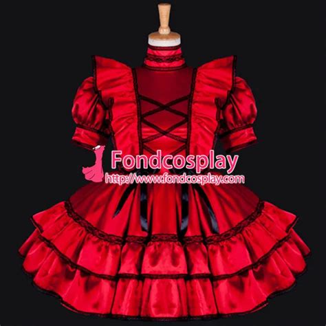 Sexy Sissy Maid Dress Lockable Red Satin Uniform Dress Cosplay Costume Custom Made On Aliexpress