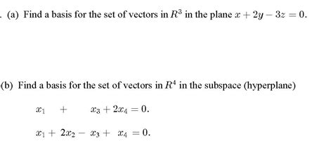 Solved A Find A Basis For The Set Of Vectors In R3 In The