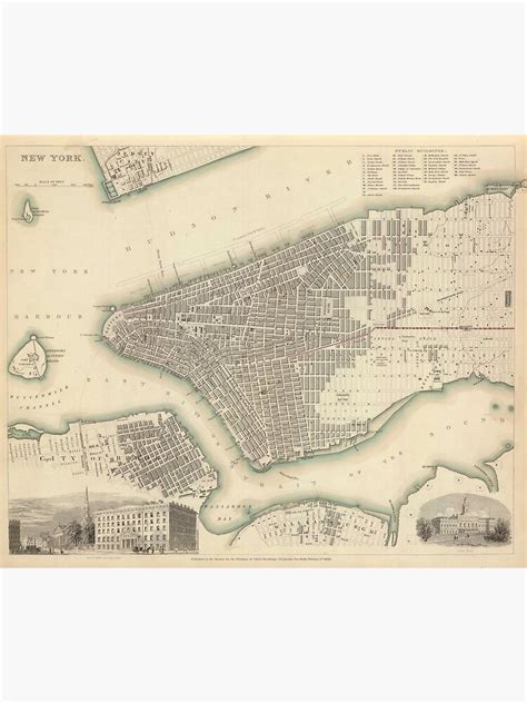 Vintage Map Of Lower New York City 1840 Poster For Sale By