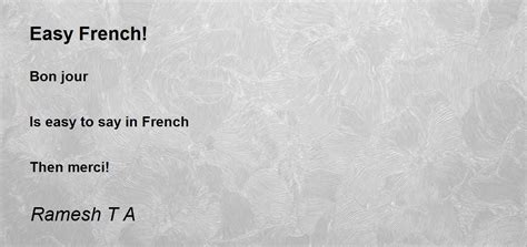 Easy French Easy French Poem By Ramesh T A