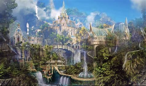 Elven Town By Nneila On Deviantart Fantasy Landscape Fantasy City