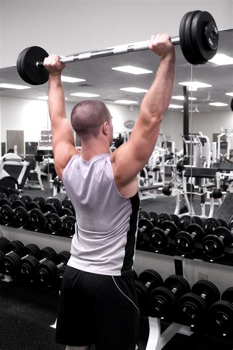 Free Picture Standing Overhead Barbell Presses