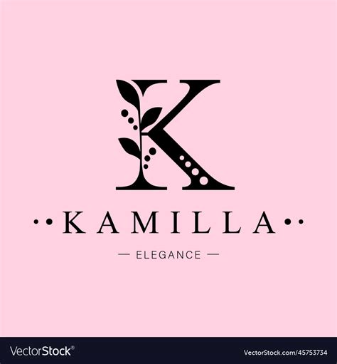 Logo Capital Letter K Monogram Of Botanical Vector Image