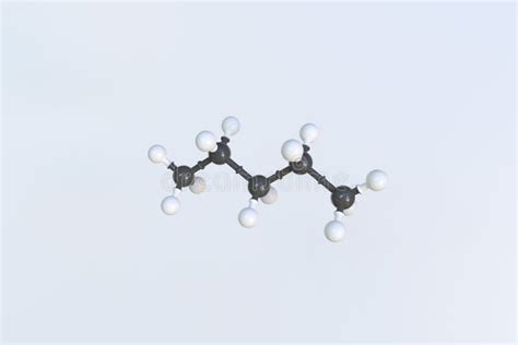 Molécula De Pentano Modelo Molecular Isolado 3d Renderização Ilustração