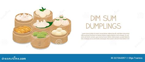 Steamed Momo Dumplings With Red Chile Sauce In A Wooden Basket Vector