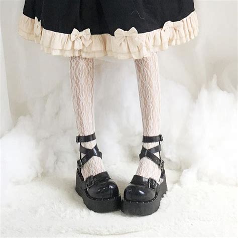 black grunge lolita cross strap buckle high platform shoes sd