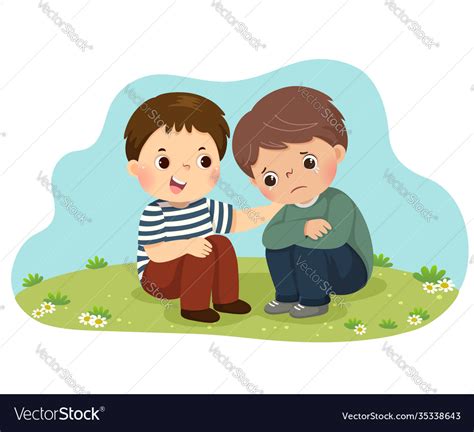 Boy Consoling His Crying Friend Royalty Free Vector Image