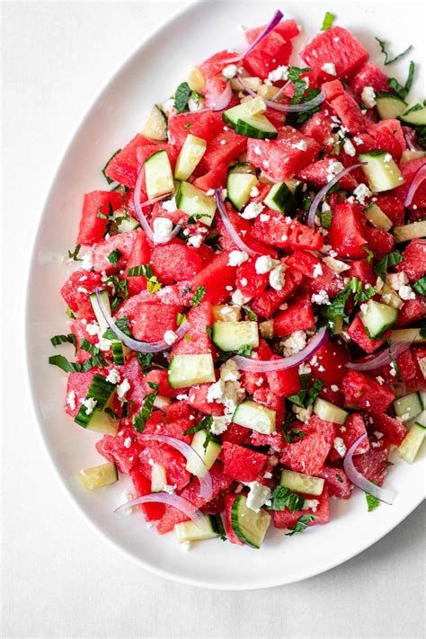 Watermelon Feta Cucumber And Mint Salad All The Healthy Things In
