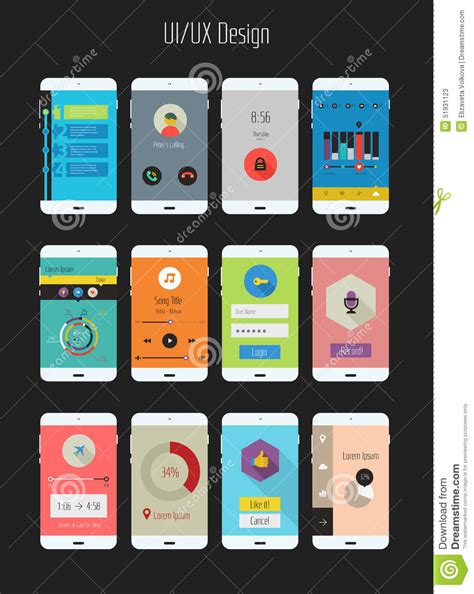 Ios and android ui resources which you can use in your next mobile app. Flat Ui Or UX Mobile Apps Kit Stock Vector - Illustration ...