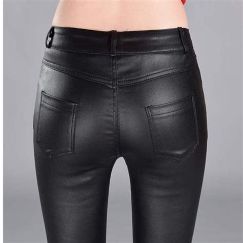 Vegan Leather Skinny Jeans Tight Faux Leather Pants Bodycon Etsy