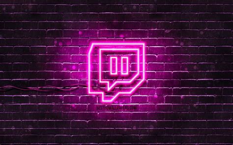 Download Wallpapers Twitch Purple Logo 4k Purple Brickwall Twitch