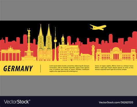 Germany Famous Landmark Silhouette With Blue Vector Image