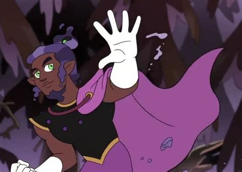 An Animated Character With Purple Hair And Green Eyes Is Holding Her Hand Up In The Air