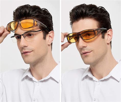 buy night driving glasses fit over prescription glasses anti glare polarized wrap around night