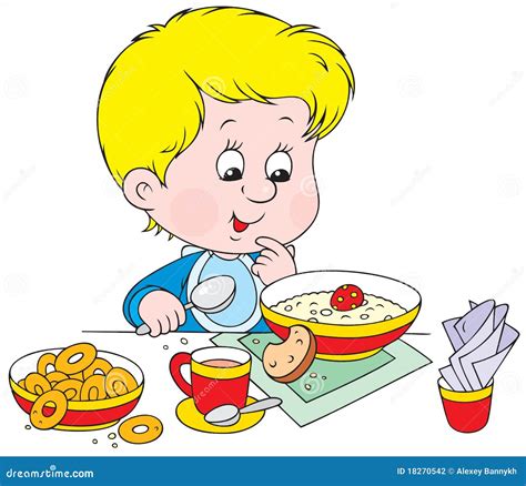 Boy At Breakfast Stock Vector Illustration Of Meat Infancy 18270542