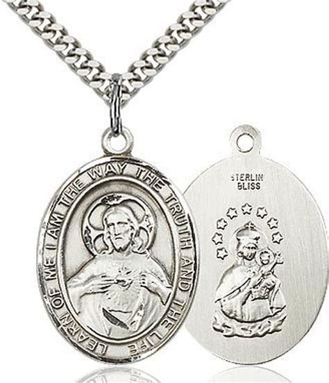 sacred heart of jesus and our lady of mount carmel scapular sterling silver medal 7098ss24s