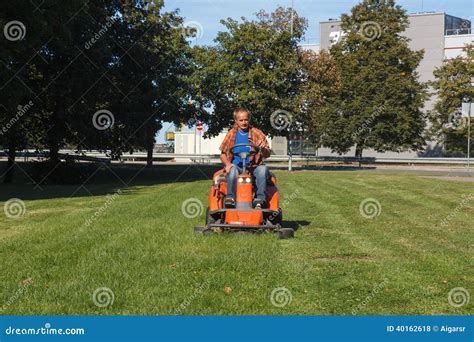 Lawn Mower Stock Photo Image Of Machine Gardener Driving 40162618