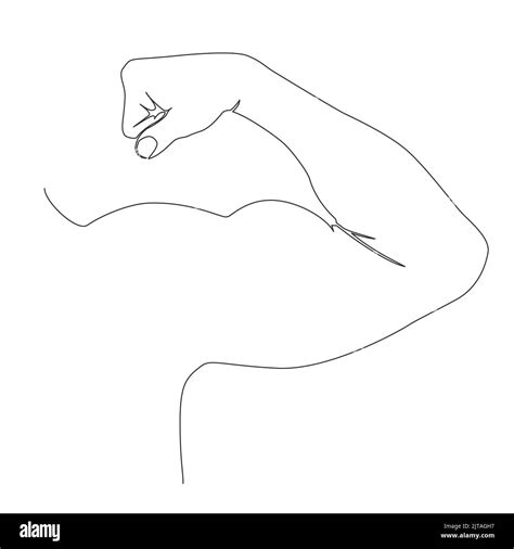 Single Line Drawing Of Strong Arm Muscle Flexing Line Art Vector Illustration Stock Vector
