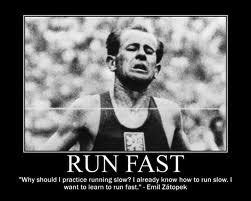 After winning the gold medal in the 10,000 meters at the 1948 olympics, he won gold medals in the 5,000. BROAD CANVAS: EMIL ZATOPEK