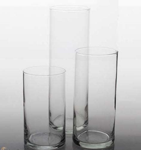 vase short trio cylinders clear linens
