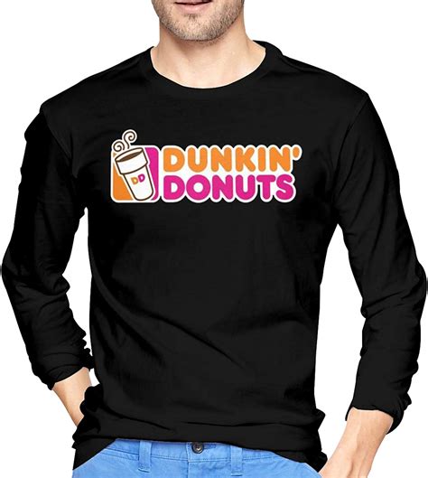 Men S Dunkin Donuts Logo Crew Neck Novelty Long Sleeves Casual T Shirt