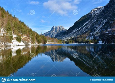 View Of Lago Del Predil Near Tarvisio In Friuli Venezia Giulia Region