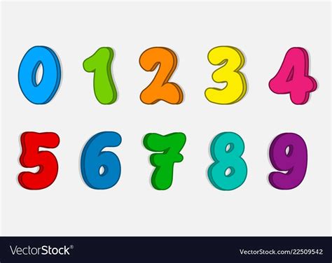 Set Colorful Numbers Vector Cartoon Kids Figures Number Icon