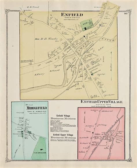 Town Of Enfield Massachusetts 1873 Map