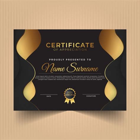 Certificate Of Appreciation With Dark And Gold Colors In 2020